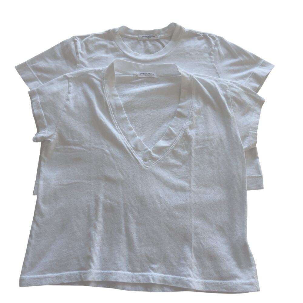 Women's White V-Neck and Crew Neck Blouse Set